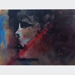 Frauenkopf 2012 Acryl a. Leinwand 1 m x 50 cm