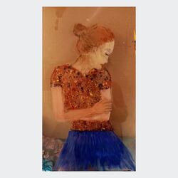 Frau im blauen Rock 2020 Acryl / Hinterglas 40 x 50 cm